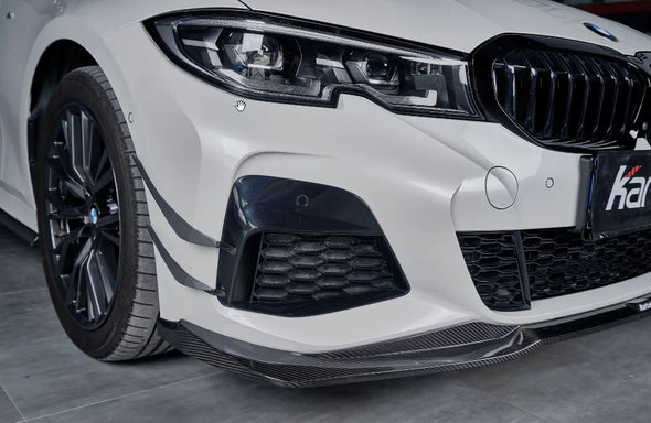 Karbel Carbon Dry Carbon Fiber Front Bumper Canards for BMW 3 Series G20 2019+