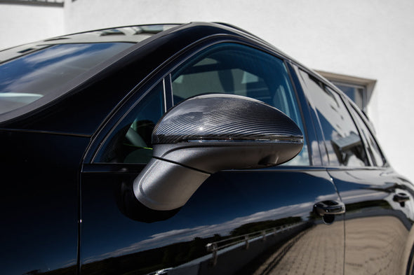 TECHART Side Mirror Trims, Carbon glossy for Porsche 958.2 Cayenne from MY15 with lane change assist
