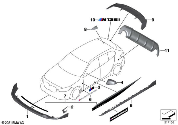 BMW M Performance Rear Roof Spoiler for 1-Series F40 M135i