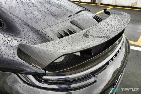 Paktechz Dry Carbon Fiber Rear Wing Spoiler for Porsche 911 992 Turbo S 2019+
