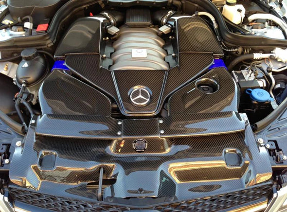 Carbon Fiber Engine Cover + Airbox Intake Kit For 2008-2014 Mercedes-Benz W204 C63 AMG