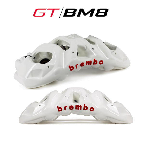 White Brembo BM8 8 POT Big Brakes Kit w/ High Carbon Discs