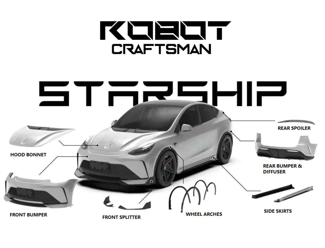 Robot Craftsman Tesla Model Y Starship Front Bumper w/ Splitter – CarGym