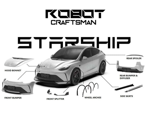 Robot Craftsman Tesla Model Y Starship Front Bumper w/ Splitter