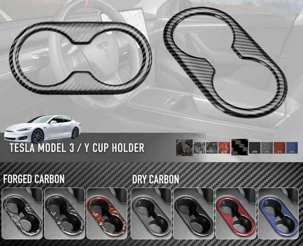 Carbonati USA Tesla Model 3 / Model Y Dry Carbon Cup Holder Covers