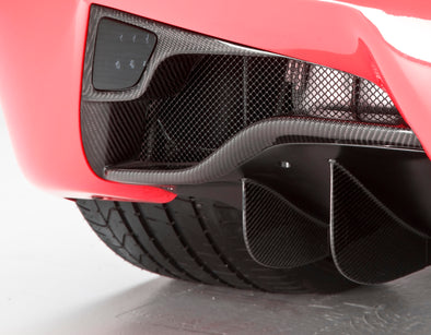DMC Ferrari 458 Italia: Carbon Fiber Rear Apron: Grill Cover fits the OEM Rear Bumper Coupe & Spyder