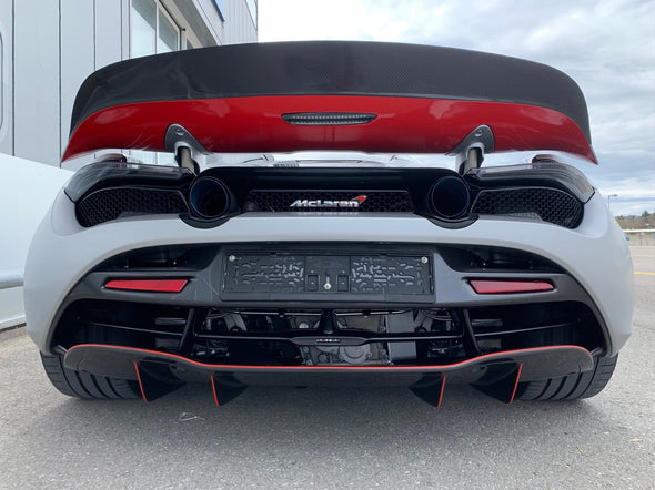 DMC McLaren 720s Rear Wing Trunk Lip Spoiler + Base Deck Lid P1 Style fits the OEM Coupe & Spider in Forged Carbon Fiber