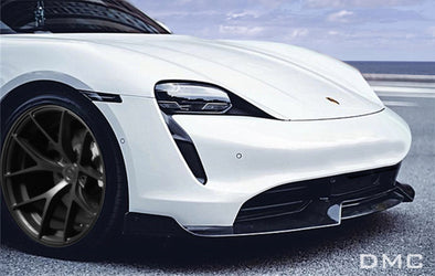 DMC Porsche Taycan Carbon Fiber Front Lip Spoiler fits the OEM Turbo S Coupe and 4S