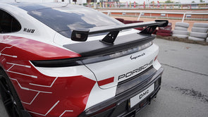DMC Porsche Taycan Forged Carbon Fiber Rear Wing GT3 Spoiler fits the OEM 4S & Turbo S Deck Lid