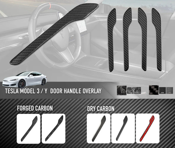 Carbonati USA Tesla Model Y / Model 3 Door Handle Carbon Fiber Overlay Trim