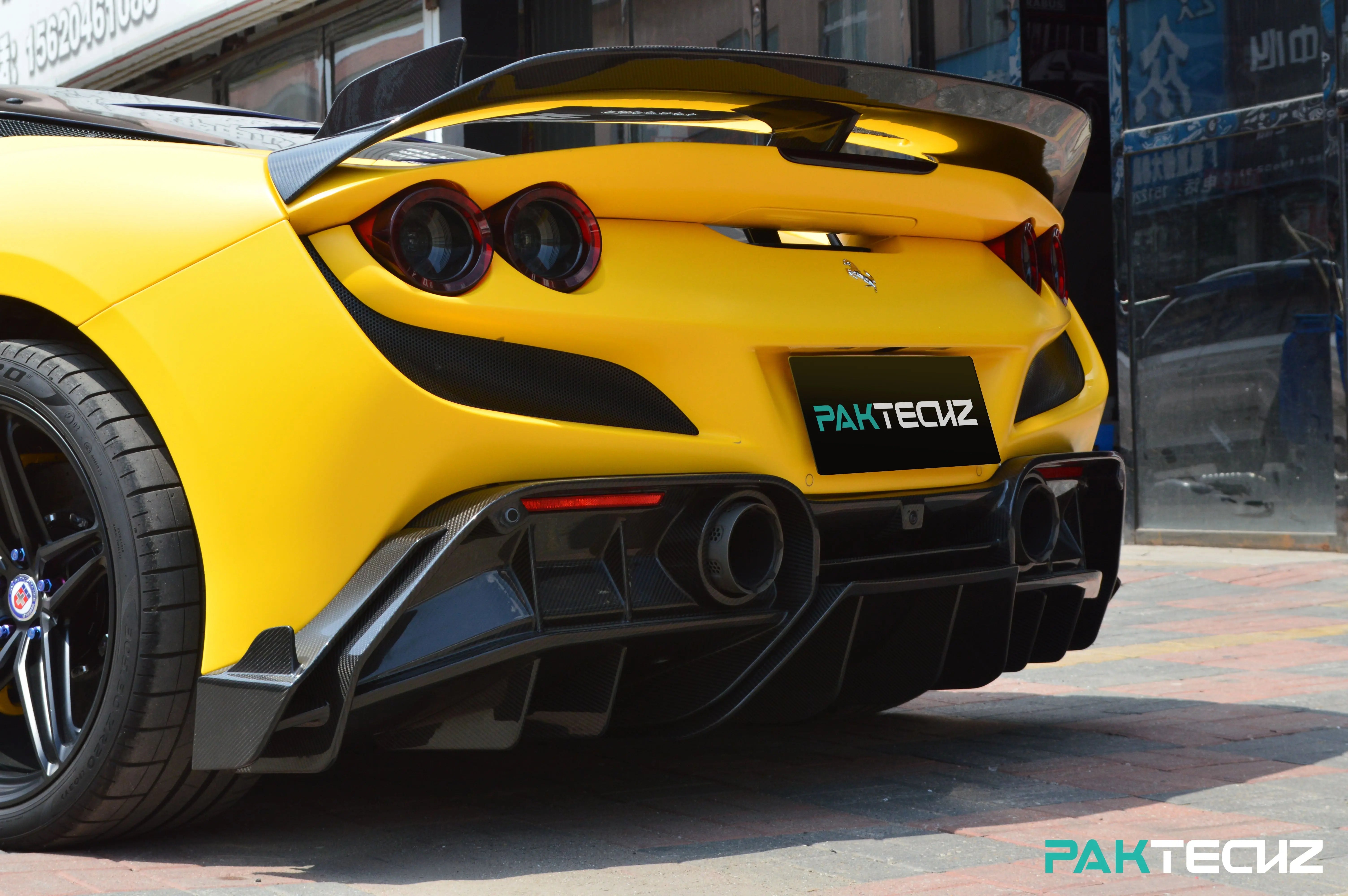 Ferrari Splitter PAKTECHZ Carbon Fiber Rear Side Splitters for Ferrari F8 Tributo / Spi ...