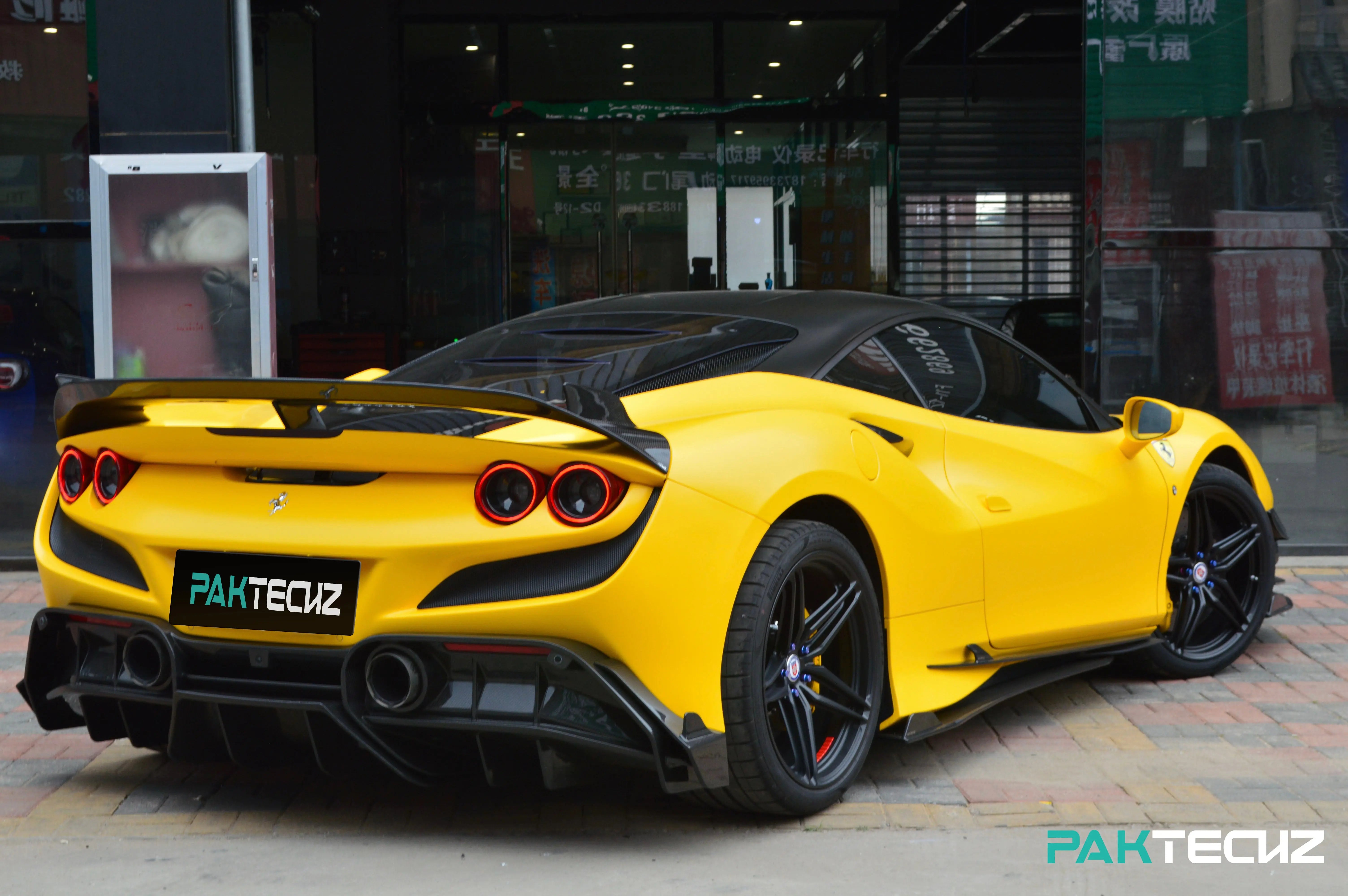 Ferrari F8 Performance Rear PAKTECHZ Carbon Fiber Rear Wing Spoiler for Ferrari F8 Tributo / Spide ...