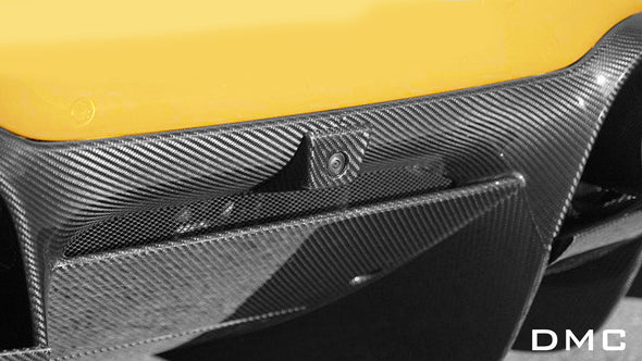 DMC Ferrari F8 Tributo Forged Carbon Riber Rear View Camera Cover fits the OEM Rear Bumper of the Coupe & Spider