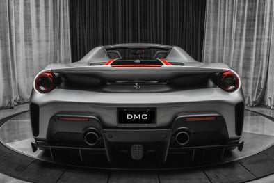 DMC Ferrari Pista Forged Carbon Fiber Rear Bumper & Diffuser fits the OEM Body Coupe & Spider 488 GTB as a Facelift Conversion Kit