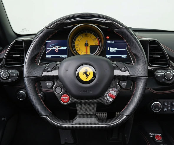 Ferrari Leather & Carbon Fiber LED Steering Wheel