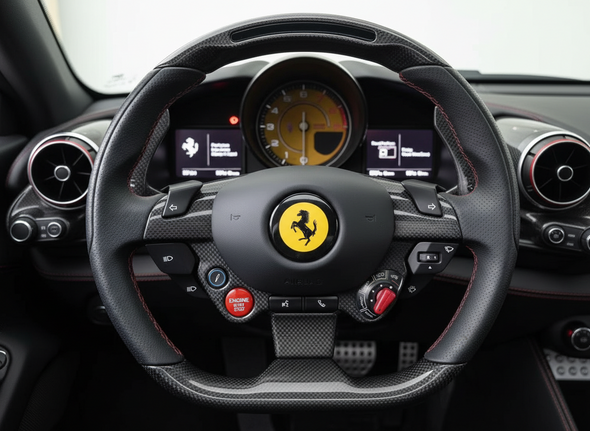 Ferrari F8 Tributo Leather & Carbon Fiber LED Steering Wheel