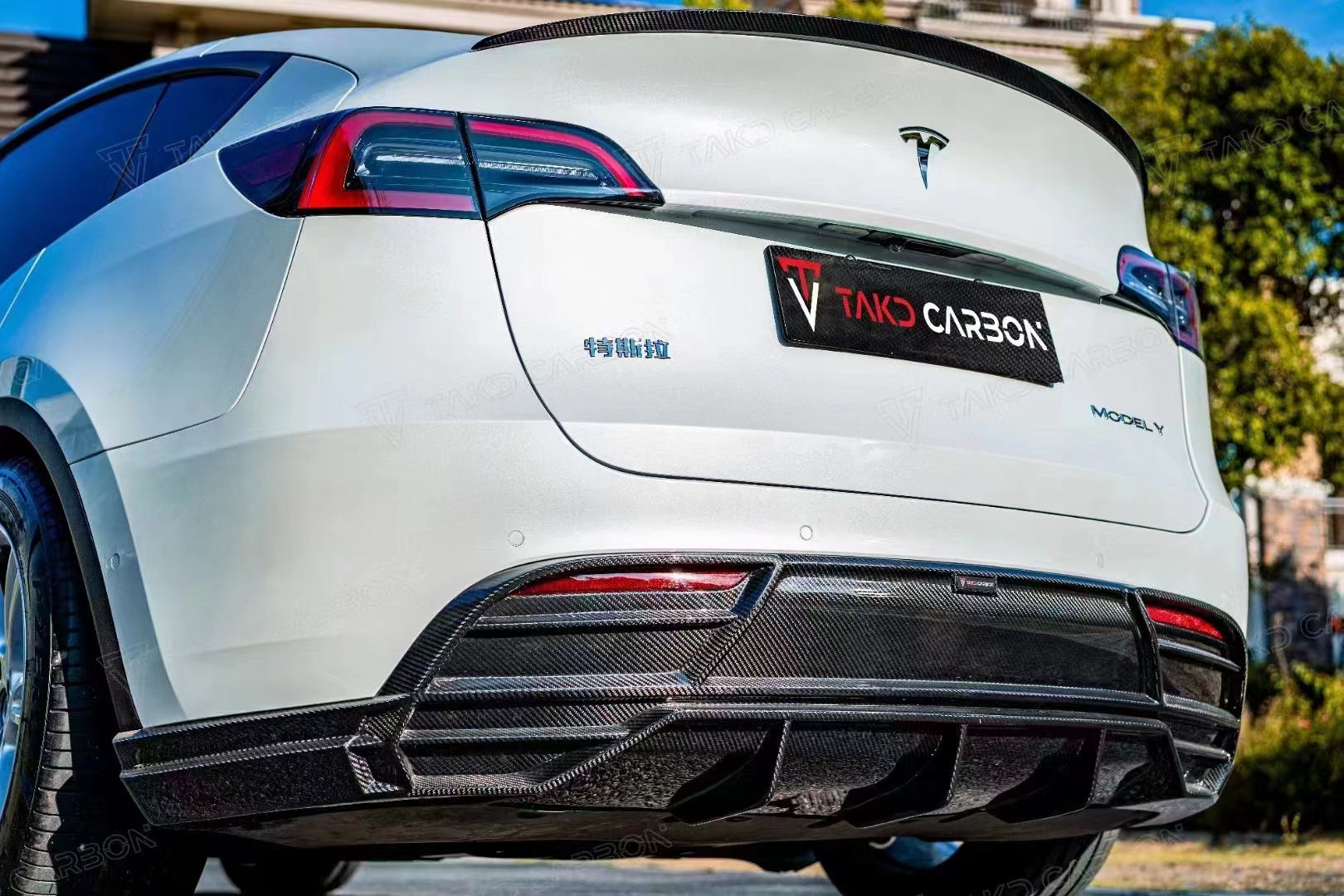 TAKD CARBON Dry Carbon Fiber Rear Lip Spoiler for Tesla Model Y – CarGym