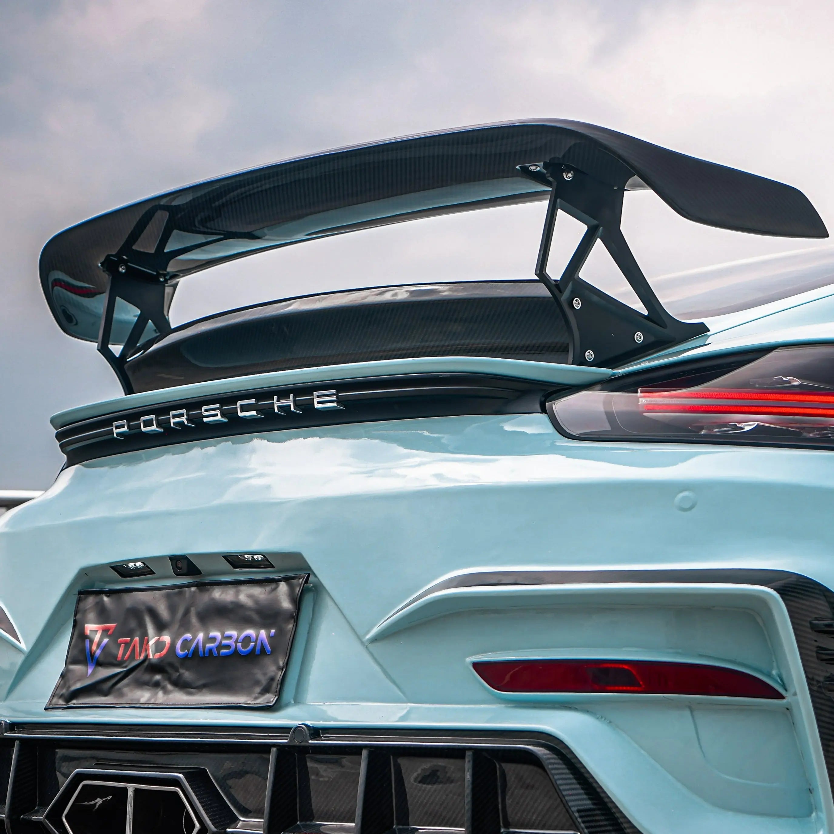 Prosche 718 Rear TAKD Carbon Dry Carbon Fiber Rear Wing Spoiler Ver. II for Porsche 718 ...