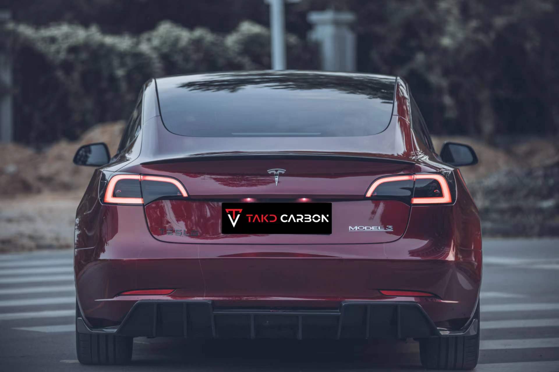 TAKD CARBON Dry Carbon Fiber Rear Diffuser for Tesla Model 3 – CarGym