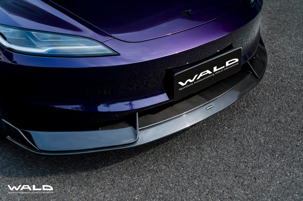 WALD Dry Carbon Fiber Front Lip Spoiler for Tesla Model 3 Highland 2023+