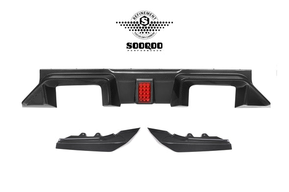 SooQoo BMW M2 G87 Dry Carbon Fiber SQ-B Rear Diffuser w/ LED Lamp
