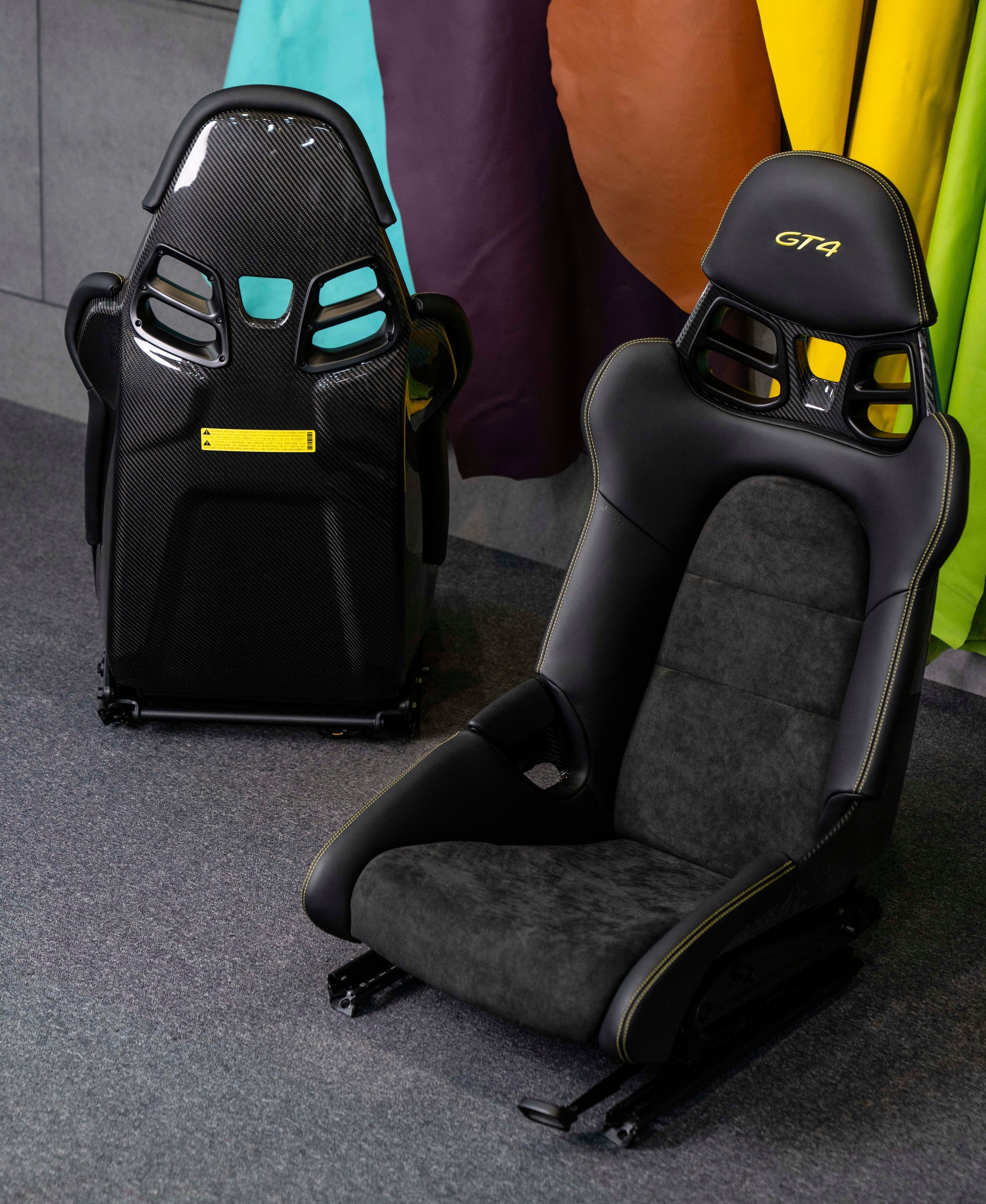 Porsche Dry Carbon Fiber Bucket Racing Seat w/ Alcantara Leather