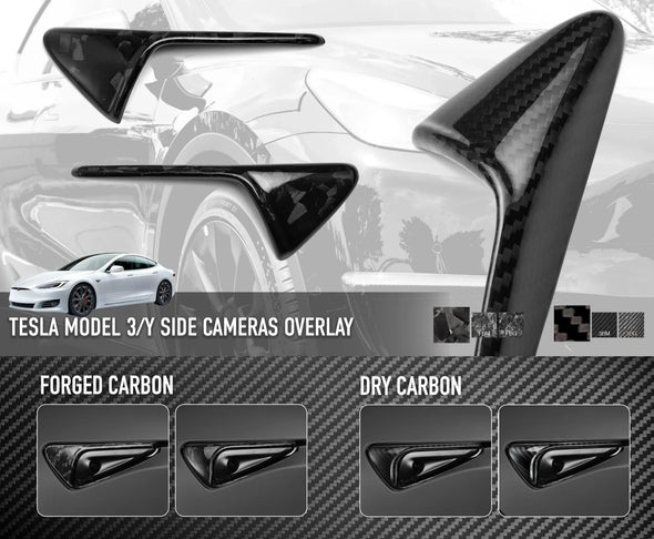 Carbonati USA Tesla Model Y / Model 3  Side Maker & Camera Carbon Fiber Trim
