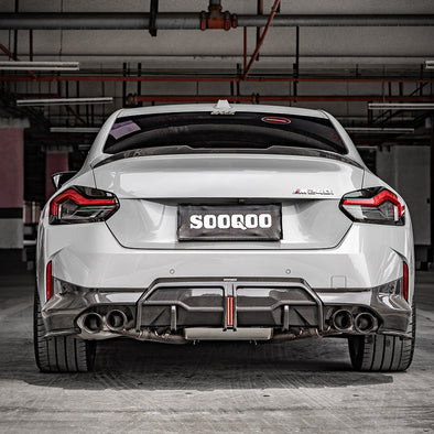 SOOQOO BMW 2-Series G42 Carbon Fiber Center Rear Diffuser w/ LED