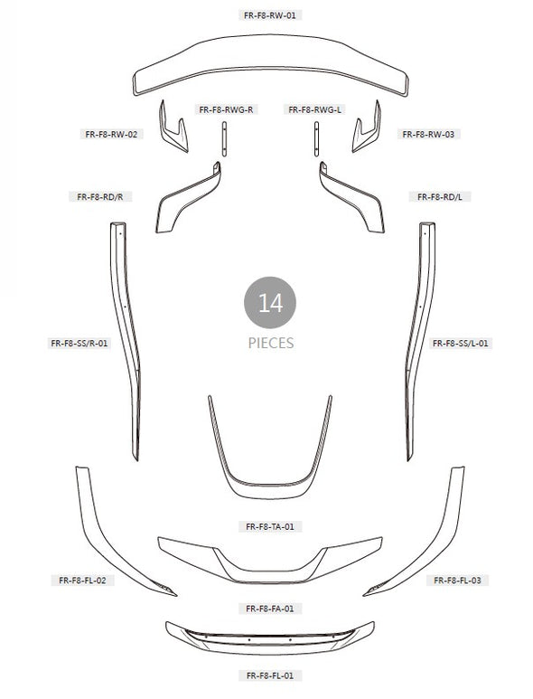 Zacoe x Ferrari F8 Tributo Carbon Fiber Body Kit