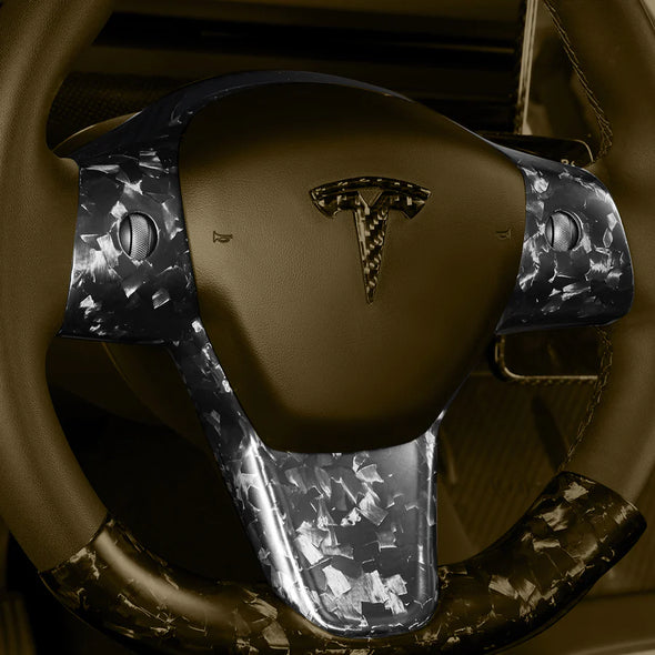 Carbonati USA Tesla Model 3 / Model Y Dry Carbon Fiber Steering Wheel Top Cap Covers