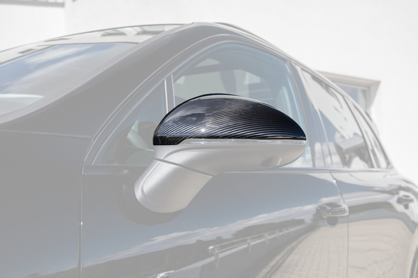 TECHART Side Mirror Trims, Carbon glossy for Porsche 958.2 Cayenne from MY15 with lane change assist