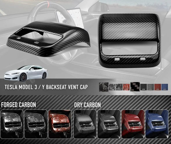 Carbonati USA Tesla Model 3 / Model Y Dry Carbon Rear Seats AC Vents Cover