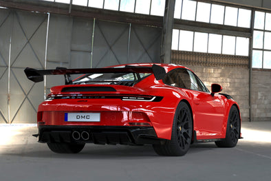 DMC Porsche 992 GT3 Cup: Carbon Fiber Rear Wing: Big Spoiler Replacement for the OEM 992 in GT2 RS RSR Style, FIA Cup Car Certification Ready