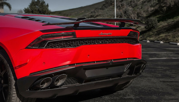 Lamborghini Huracan Verona Edizione Dry Carbon Fiber Swan Neck Rear Wing Spoiler w/ Stands