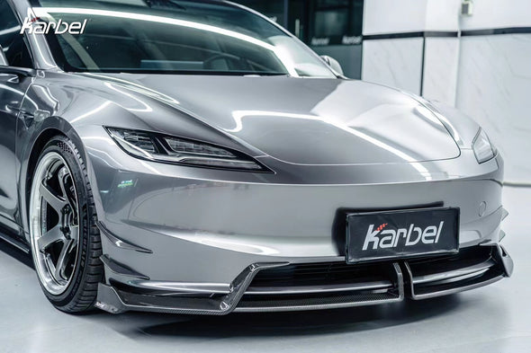 KARBEL Dry Carbon Fiber Front Bumper Canards for Tesla Model 3 Highland 2023+