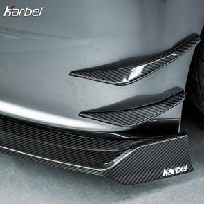 KARBEL Dry Carbon Fiber Front Bumper Canards for Tesla Model 3 Highland 2023+