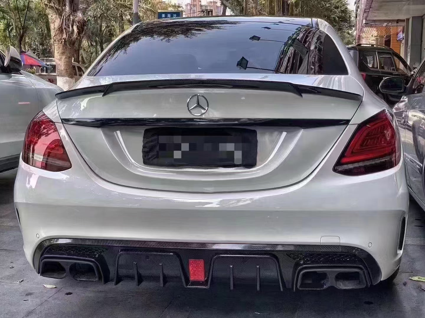 Brabus Style Carbon Fiber Rear Diffuser for Mercedes-Benz C-Class W205 ...