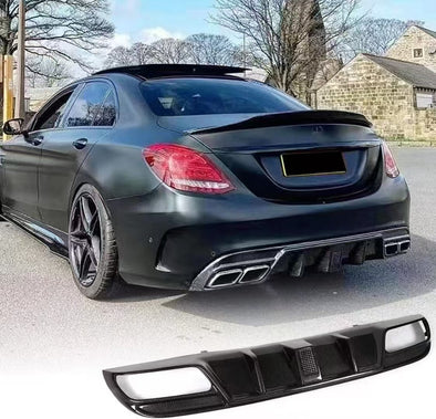 CarGym Carbon Fiber Rear Diffuser for Mercedes-Benz C-Class W205 AMG