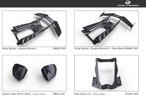 Duke Dynamics Dry Carbon Fiber Aero Body Kit Package for Lamborghini Revuelto LB744 Coupe & Roadster