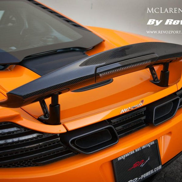 RevoZport MP4-12C / 650 RHZ Dry Carbon Fiber Air Brake Rear Wing Spoiler for McLaren 650S / MP4-12C
