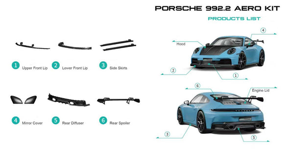 Paktechz Dry Carbon Fiber Aero Body Kit for Porsche 911 992.2 2025+