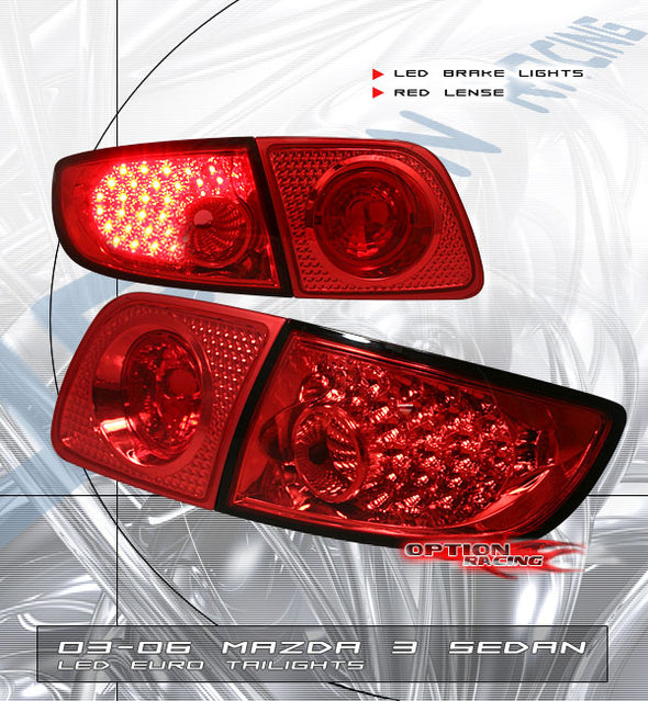 Mazda3 5D 2003-2006 Hatchback Red Housing LED Taillight