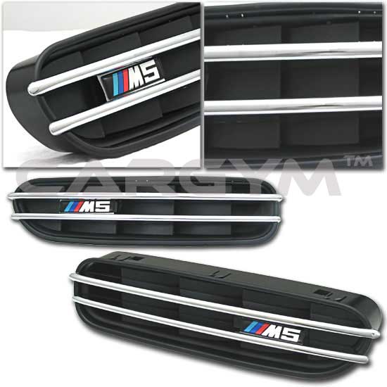 BMW E60 5-Series M5 Style Side Fender Grills with Chrome Fins