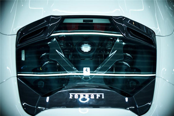 Carbonado 2015-2019 Ferrari 488 Spyder Dry Carbon Fiber Engine Hood With Glass