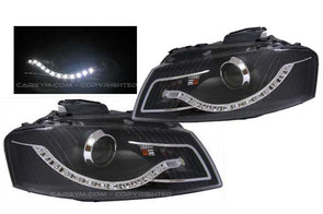 Audi 03-08 A3 8P1 8P LED DRL Devil Eye Black Projector Headlight