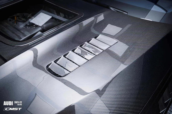 CMST Tuning Tempered Glass Transparent Carbon Fiber Hood Bonnet Ver.1 for Audi RS3 S3 A3 8Y 2021+