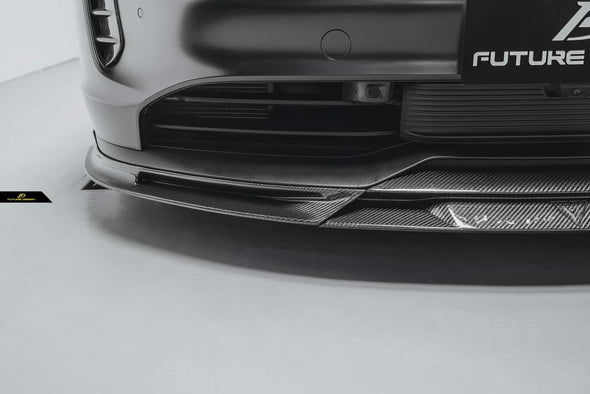 Future Design Carbon Fiber Front Lip Splitter Ver. 2  for Porsche Taycan Base & 4S
