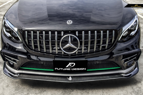 Future Design Carbon Fiber Front Bumper Canards for Mercedes Benz GLC250 AMG / GLC300 AMG / GLC43 AMG W253 GLC & GLC Coupe 2016-2019 Pre-facelift