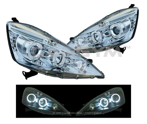 Honda Jazz / Fit 2008+ Chrome Projector Headlight w/ Angel Eyes