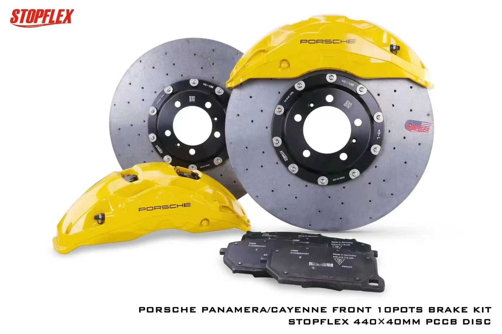 Akebono 10 POT x StopFlex Carbon Ceramic Disc Front Brake Kit for Pors ...